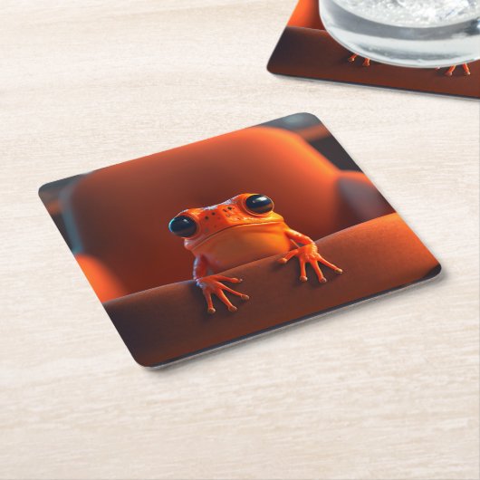Orange Frog Rechteckiger Pappuntersetzer (angewinkelt)
