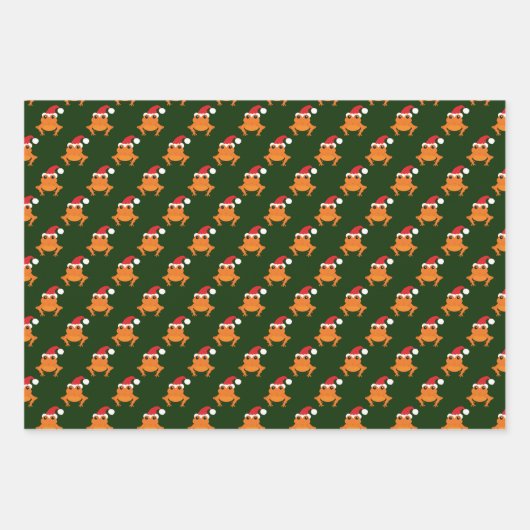 Orange Frog Weihnachtsmannmütze Cartoon Weihnachte Geschenkpapier Set (Vorderseite)