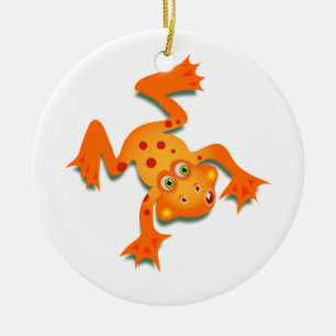Orange Frosch Keramikornament