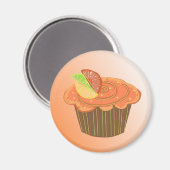 Orange Frucht Cupcake Magnet (Vorderseite/Rückseite)