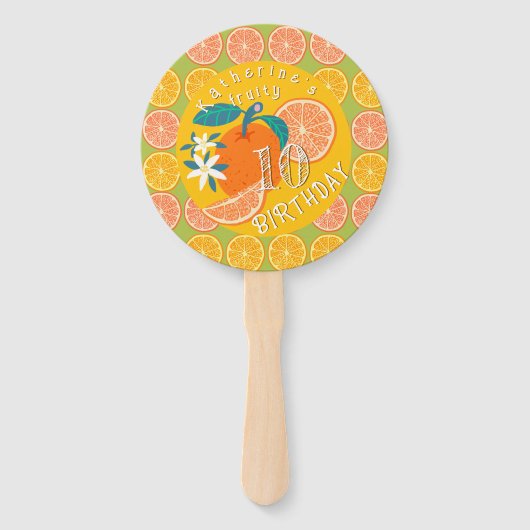 Orange Frucht Geburtstag Grün Fächer (Vorderseite)
