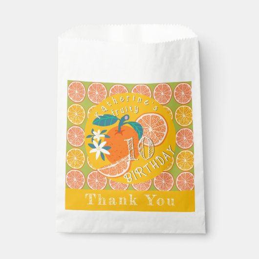 Orange Frucht Geburtstag Grün Geschenktütchen (Vorderseite)