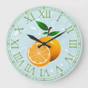 Orange Frucht Große Wanduhr