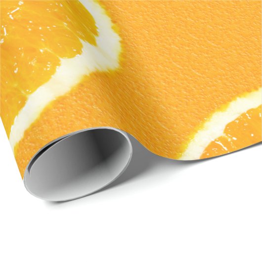 Orange Frucht-Scheibe Geschenkpapier (Rolleneckpunkt)