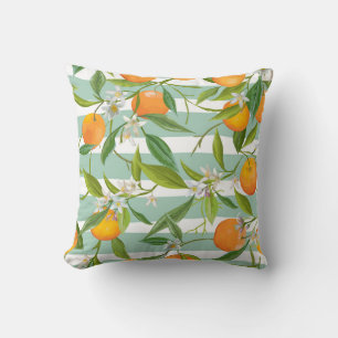 Orange Früchte Floral: Nahtloses Vintage. Kissen