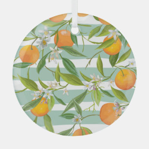 Orange Früchte Floral: Nahtloses Vintage. Ornament Aus Glas