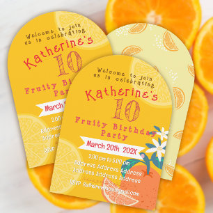 Orange Fruchtige 10. Geburtstagseinladung Einladung