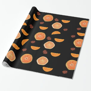 Orange Fruchtscheiben & Zimt Geschenkpapier