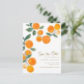 Orange Fruchtskript für Wasserfarben Save the Date Postkarte (Stehend Vorderseite)