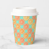 Orange Fruit Birthday Aquamarin Blue Pappbecher (Rückseite)