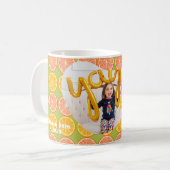 Orange Fruit Birthday Green Foto Kaffeetasse (Vorderseite Links)
