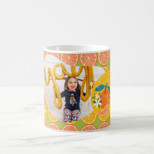 Orange Fruit Birthday Green Foto Kaffeetasse (Mittel)