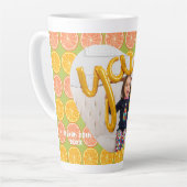 Orange Fruit Birthday Green Foto Milchtasse (Linke Ecke)