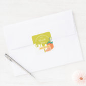 Orange Fruit Birthday Green Square Aufkleber (Umschlag)