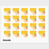 Orange Fruit Birthday Square Sticker (Blatt)