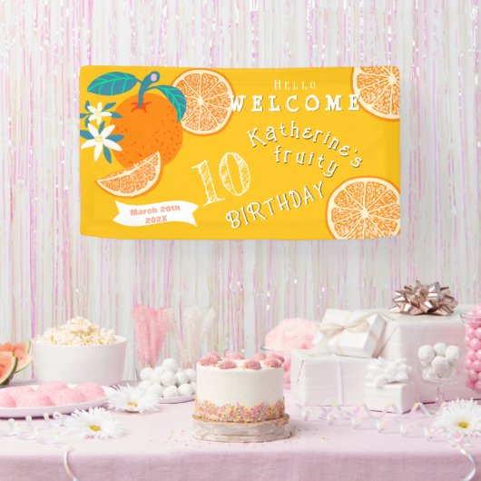 Orange Fruit Birthday Willkommensbanner Banner (Party)