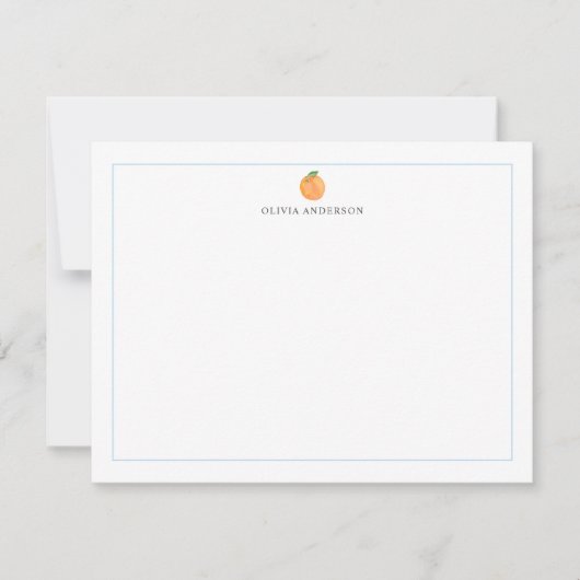 Orange Fruit Blue Border Personalized Stationery Mitteilungskarte (Vorderseite)