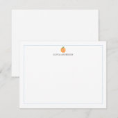 Orange Fruit Blue Border Personalized Stationery Mitteilungskarte (Vorne/Hinten)