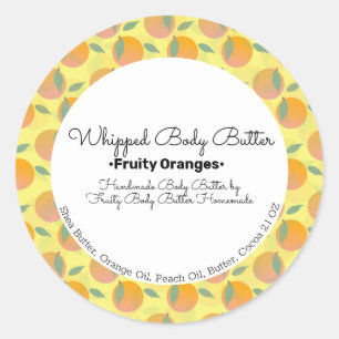 Orange Fruit Body Butter Bath Branding Verpackung Runder Aufkleber
