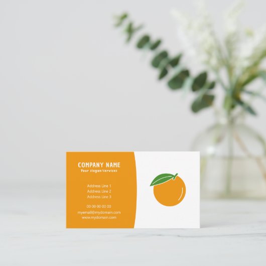 Orange Fruit Business Card Visitenkarte (Stehend Vorderseite)