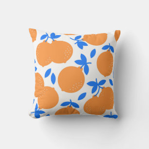 Orange Fruit: Exquisite blauweiße Muster. Kissen