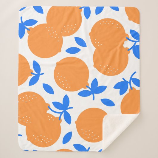 Orange Fruit: Exquisite blauweiße Muster. Sherpadecke (Vorderseite)