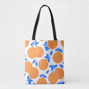 Orange Fruit: Exquisite blauweiße Muster. Tasche