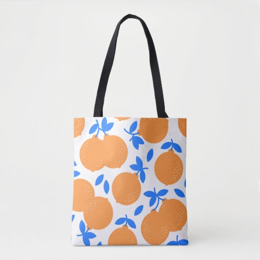Orange Fruit: Exquisite blauweiße Muster. Tasche (Vorderseite)