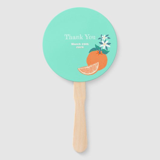 Orange Fruit Geburtstag Aquamarin Fächer (Rückseite)