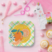 Orange Fruit Kariert Birthday Paper Plate Pappteller (Party)