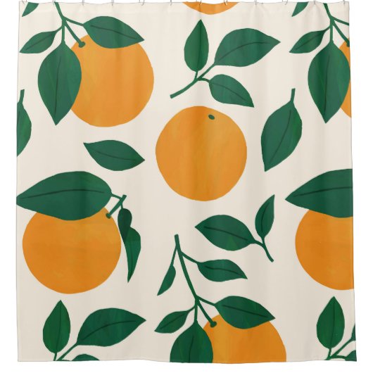 Orange Fruit Pattern Illustration Duschvorhang (Vorderseite)