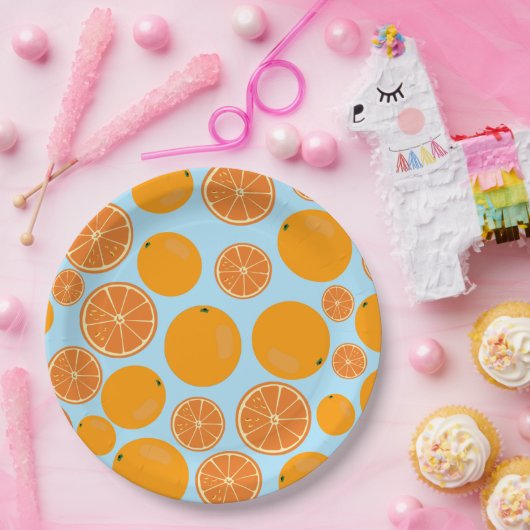 Orange Fruit Pattern Pappteller (Party)