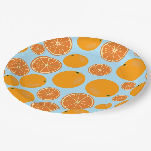 Orange Fruit Pattern Pappteller (Schrägansicht)