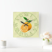 Orange Fruit Quadratische Wanduhr (Zuhause)