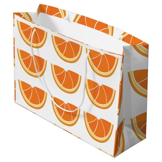 Orange Fruit Slice Große Geschenktüte (Rückseite Schrägansicht)