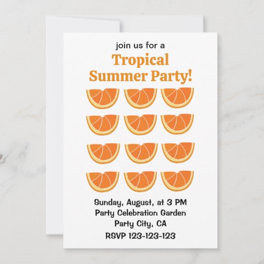 Orange Fruit Slice Tropical Summer Party Einladung (Vorderseite)