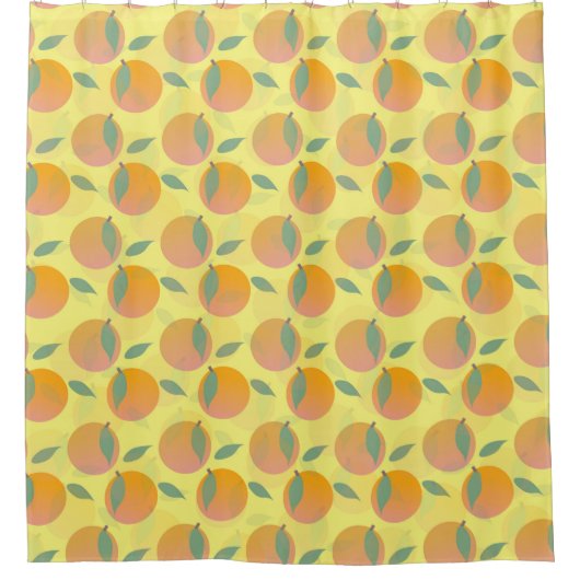 Orange Fruit Yellow Summer Pattern Duschvorhang (Vorderseite)