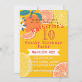 Orange Fruity Birthday Einladung (Vorderseite)