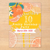 Orange Fruity Birthday Einladung (Vorderseite)