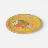 Orange Fruity Birthday Paper Plate Pappteller (Schrägansicht)