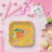 Orange Fruity Birthday Paper Plate Pappteller (Party)