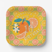 Orange Fruity Birthday Paper Plate Pappteller (Vorderseite)