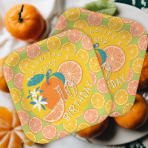 Orange Fruity Birthday Paper Plate
