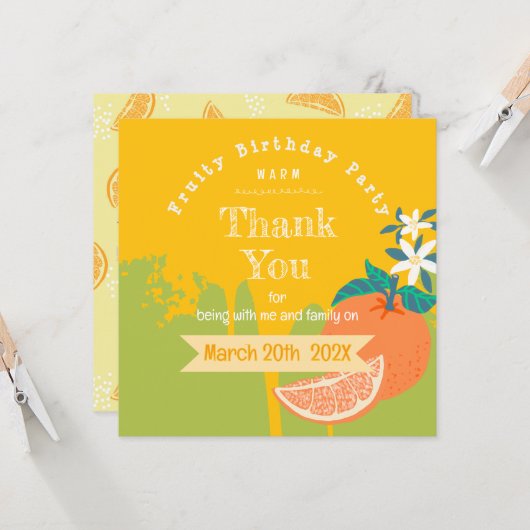 Orange Fruity Birthday Vielen Dank (Vorderseite/Rückseite Beispiel)