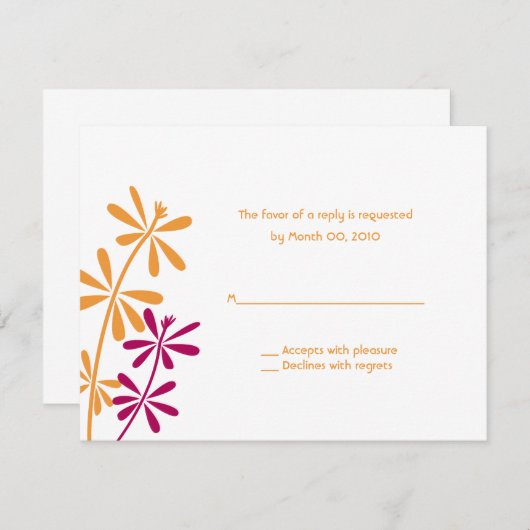 Orange & Fuchsia Antwortkarten RSVP Karte (Vorne/Hinten)