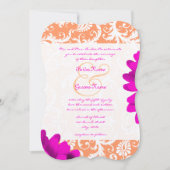 Orange & Fuchsia Pink Gerber Daisy Wedding Einladung (Vorderseite)