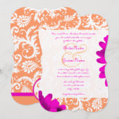 Orange & Fuchsia Pink Gerber Daisy Wedding Einladung (Vorne/Hinten)