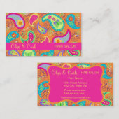 Orange Fuchsia Pink Modern Paisley Whimsy Pattern Visitenkarte (Vorne/Hinten)