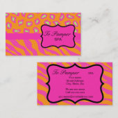 Orange & Fuchsia Pink Zebra & Cheetah Skin Custom Visitenkarte (Vorne/Hinten)