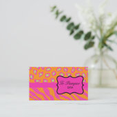 Orange & Fuchsia Pink Zebra & Cheetah Skin Custom Visitenkarte (Stehend Vorderseite)